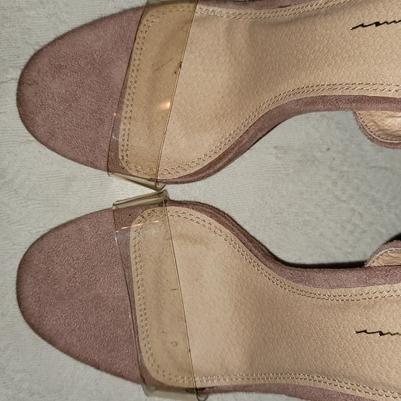 Olivia Ferragamo high heels blush pink ankle tie pumps clear top sz 7.5 - Picture 5 of 7